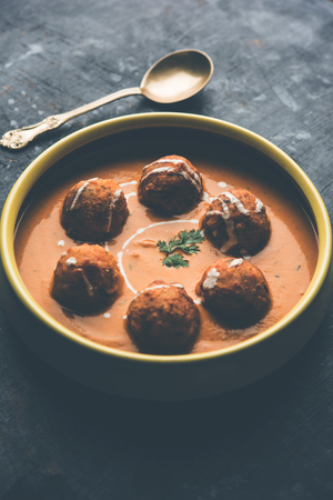 Malai Kofta Curry is a Mughlai special recipe served in a bowl. Selective focusの写真素材