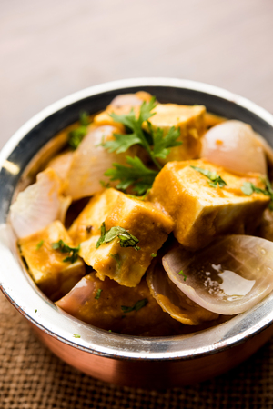 Paneer Do Pyaza  is a popular punjabi vegetarian recipe using cubes of cottage cheese  with lots of onion in a gravyの写真素材