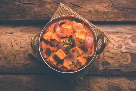 Paneer Do Pyaza  is a popular punjabi vegetarian recipe using cubes of cottage cheese  with lots of onion in a gravyの写真素材