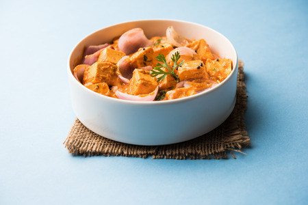 Paneer Do Pyaza  is a popular punjabi vegetarian recipe using cubes of cottage cheese  with lots of onion in a gravyの写真素材