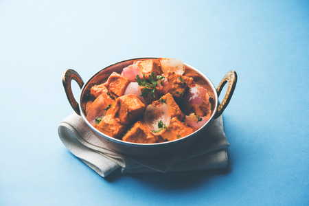 Paneer Do Pyaza  is a popular punjabi vegetarian recipe using cubes of cottage cheese  with lots of onion in a gravyの写真素材