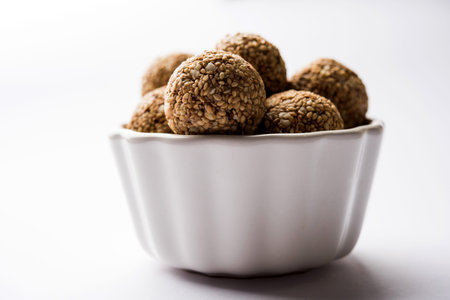 Tilgul Laddu or Til Gul balls for makar sankranti, it's a healthy food made using sesame, crushed...