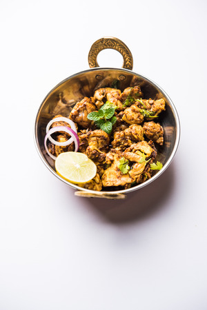Brain / Bheja Fry of goat, sheep or lamb is a popular Indian or pakistani dish cooked on Bakra Eid(Eid-ul-zuha). served in karahi, pan or plate. selective focusの写真素材