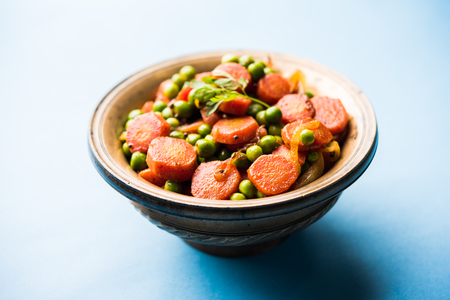 Carrot green peas sabzi / Gajar Mutter sabjiの写真素材