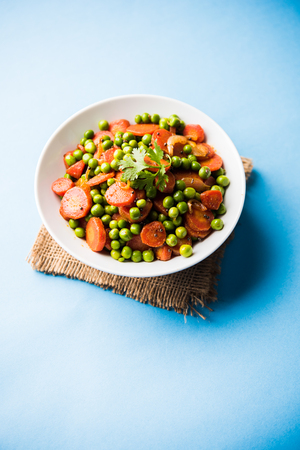 Carrot green peas sabzi / Gajar Mutter sabjiの写真素材