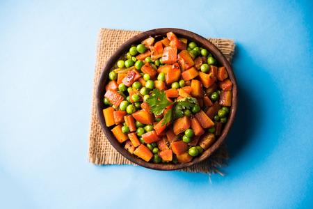 Carrot green peas sabzi / Gajar Mutter sabjiの写真素材