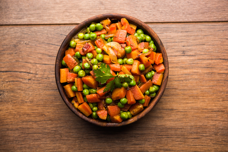Carrot green peas sabzi / Gajar Mutter sabjiの写真素材