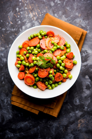 Carrot green peas sabzi / Gajar Mutter sabjiの写真素材