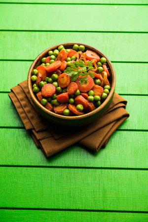 Carrot green peas sabzi / Gajar Mutter sabjiの写真素材