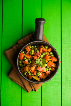 Carrot green peas sabzi / Gajar Mutter sabjiの写真素材