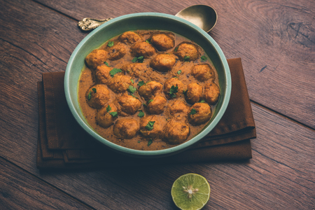 Masala Soya Chunk Curry made using Soyabean nuggets and spices - protein rich food from Indiaの写真素材