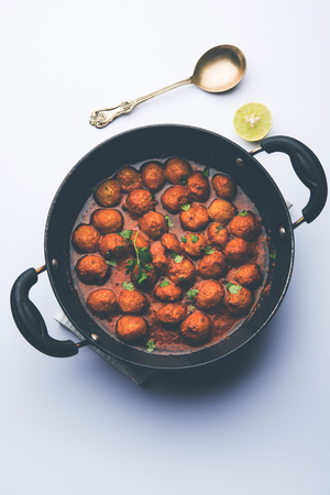 Masala Soya Chunk Curry made using Soyabean nuggets and spices - protein rich food from Indiaの写真素材