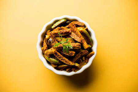 Tindora Sabzi / Tendli / tondli Fry also known as Ivy Gourd fry recipe. selective focusの写真素材