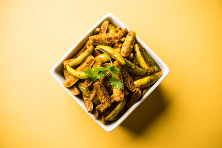 Tindora Sabzi / Tendli / tondli Fry also known as Ivy Gourd fry recipe. selective focusの写真素材