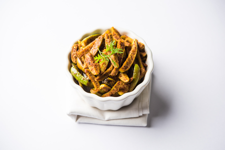 Tindora Sabzi / Tendli / tondli Fry also known as Ivy Gourd fry recipe. selective focusの写真素材