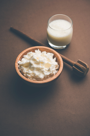 Homemade white Butter or Makhan/Makkhan in Hindi, served in a bowl. selective focusの写真素材