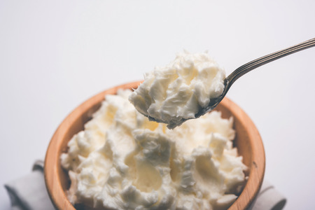 Homemade white Butter or Makhan/Makkhan in Hindi, served in a bowl. selective focusの写真素材