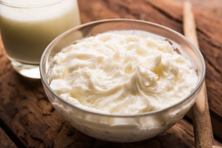 Homemade white Butter or Makhan/Makkhan in Hindi, served in a bowl. selective focusの写真素材