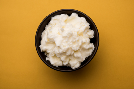 Homemade white Butter or Makhan/Makkhan in Hindi, served in a bowl. selective focusの写真素材