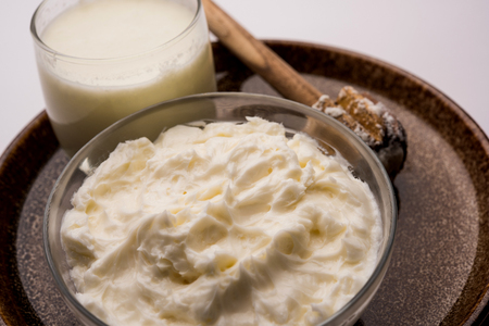 Homemade white Butter or Makhan/Makkhan in Hindi, served in a bowl. selective focusの写真素材