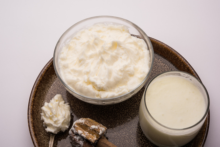 Homemade white Butter or Makhan/Makkhan in Hindi, served in a bowl. selective focusの写真素材