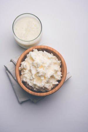 Homemade white Butter or Makhan/Makkhan in Hindi, served in a bowl. selective focusの写真素材