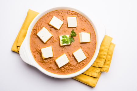 Paneer butter masala or Panir makhanwala, served in a bowl. selective focusの写真素材