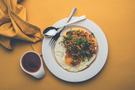 Anda or Egg ghotala is a popular innovative tasty recipe from Surat, Gujaratの写真素材