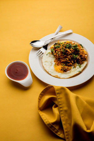 Anda or Egg ghotala is a popular innovative tasty recipe from Surat, Gujaratの写真素材