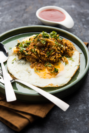 Anda or Egg ghotala is a popular innovative tasty recipe from Surat, Gujaratの写真素材