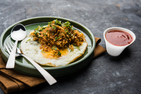 Anda or Egg ghotala is a popular innovative tasty recipe from Surat, Gujaratの写真素材