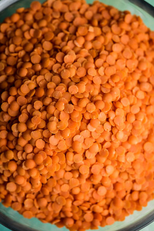 Red Lentil or Lal Masoor ki dal in a bowl, selective focus