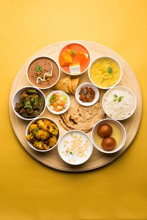 Indian Hindu Veg Thali / food platter, selective focusの写真素材
