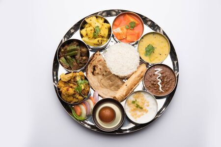 Indian Hindu Veg Thali / food platter, selective focusの写真素材