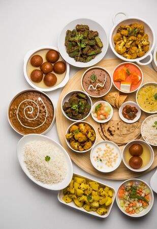 Indian Hindu Veg Thali / food platter, selective focusの写真素材