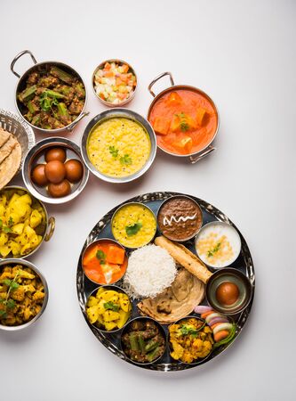 Indian Hindu Veg Thali / food platter, selective focusの写真素材