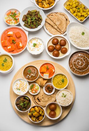 Indian Hindu Veg Thali / food platter, selective focusの写真素材