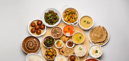 Indian Hindu Veg Thali / food platter, selective focusの写真素材