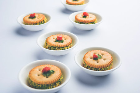homemade salted Biscuit chat or sandwich for kids or starers for guests