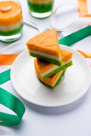 Tri-coloured / tiranga  Cake for Independence/republic Day celebration using Indian Flag coloursの写真素材
