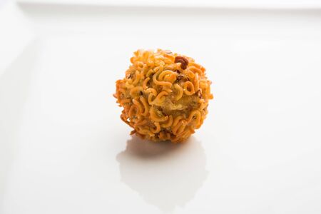 Crispy Noodles/maggie Pakora or pakoda is a popular indochinese street food served with ketchupの写真素材