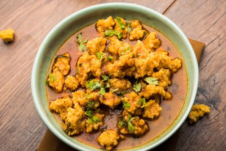 Home made mung dal masala vadi also known as Moong wadi or moongwadi or moongodi sabzi. It's a popular Maharashtrian recipe especially from Vidarbha region.の写真素材