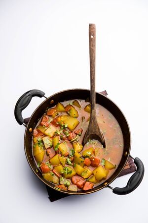 Lauki/doodhi ki Sabji also known as bottle gourd curry. served in a bowl or karahi. selective focusの写真素材