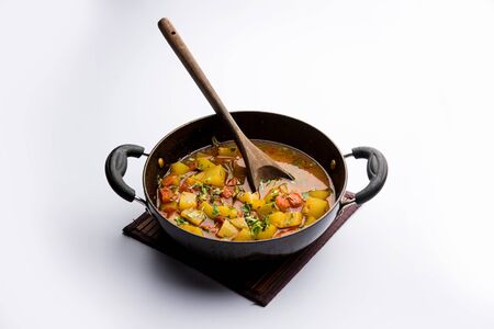 Lauki/doodhi ki Sabji also known as bottle gourd curry. served in a bowl or karahi. selective focusの写真素材