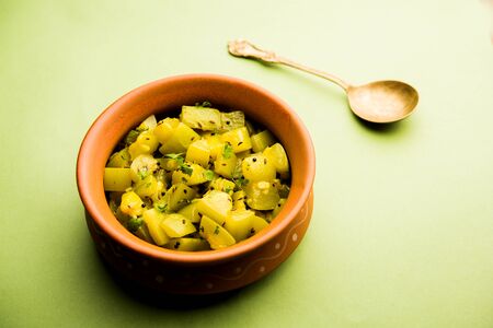 Lauki/doodhi ki soothe Sabji also known as bottle gourd dry sabzi. served in a bowl or karahi. selective focusの写真素材