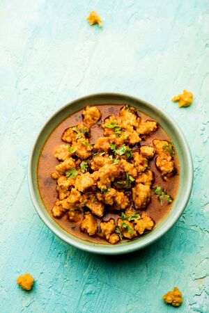 Home made mung dal masala vadi also known as Moong wadi or moongwadi or moongodi sabzi. It's a popular Maharashtrian recipe especially from Vidarbha region.の写真素材