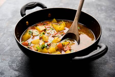 Lauki/doodhi ki Sabji also known as bottle gourd curry. served in a bowl or karahi. selective focusの写真素材