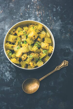 Lauki/doodhi ki soothe Sabji also known as bottle gourd dry sabzi. served in a bowl or karahi. selective focusの写真素材
