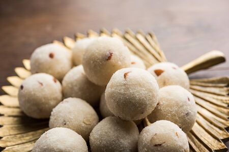 Rava Laddu or Semolina Laddoo Or Rawa Ladu, a popular sweet dish from Maharashtra, Indiaの写真素材