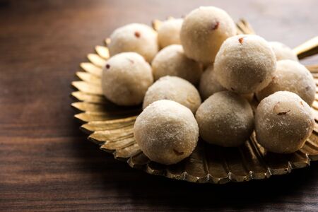 Rava Laddu or Semolina Laddoo Or Rawa Ladu, a popular sweet dish from Maharashtra, Indiaの写真素材